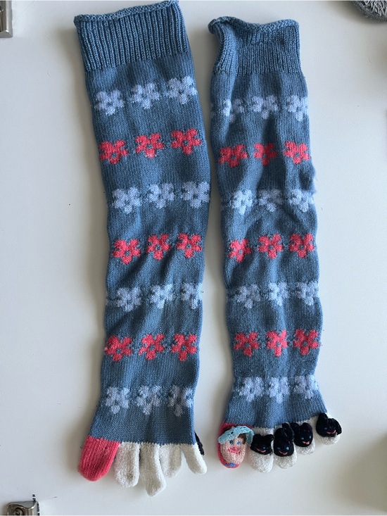 Accessories - Blue Floral Toe Socks with Lil Bo Peep & Sheep